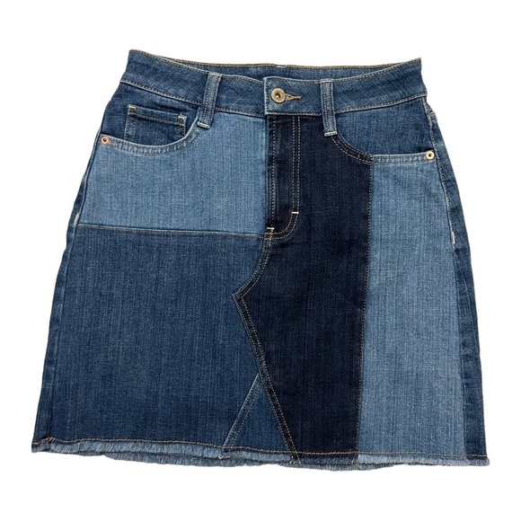 Arizona Mixed Panel Blue Denim Jeans Skirt Jrs Size 3 - Picture 6 of 9